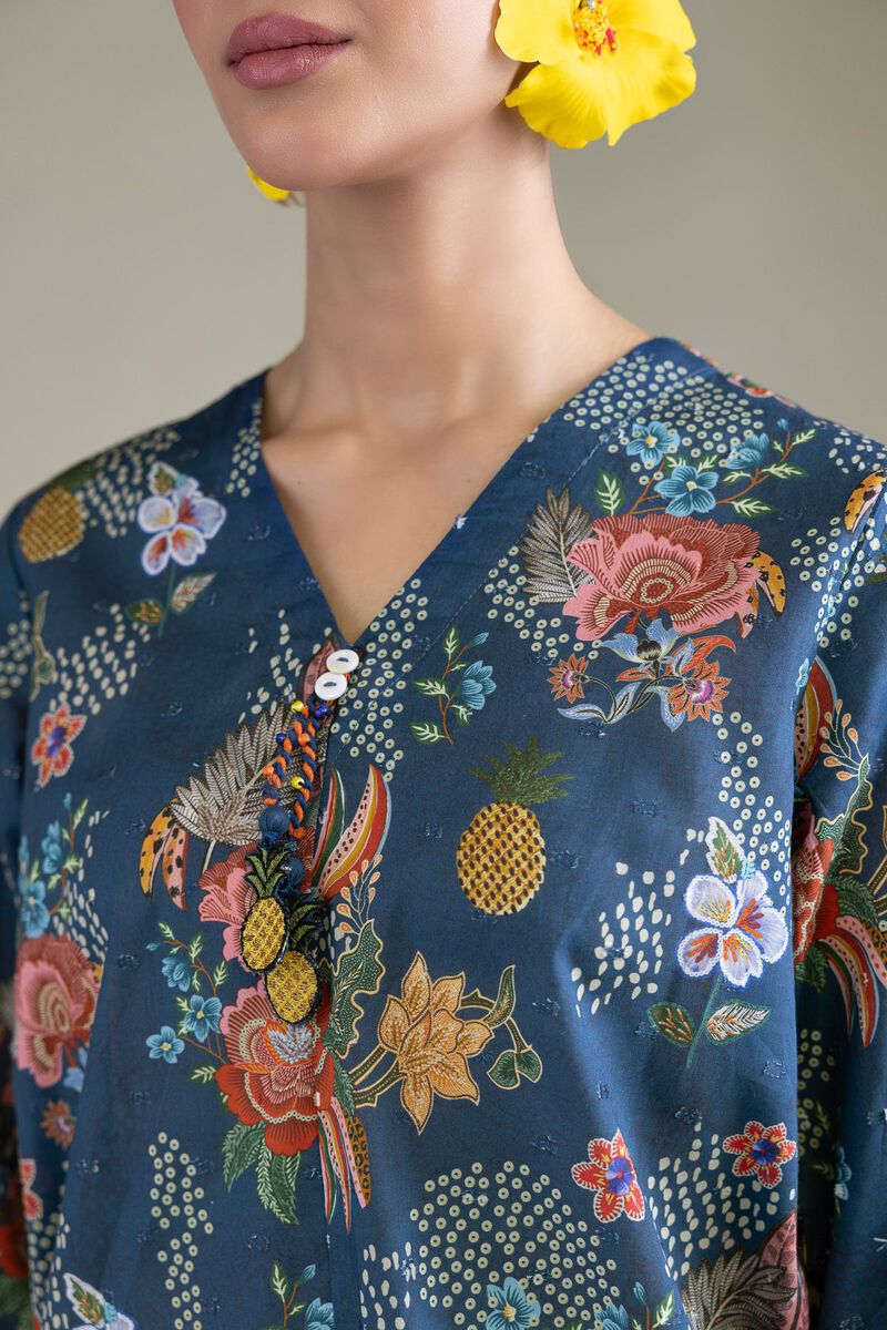 Embroidered | Cambric | Blue Cambric Shirt | GBP 25.00