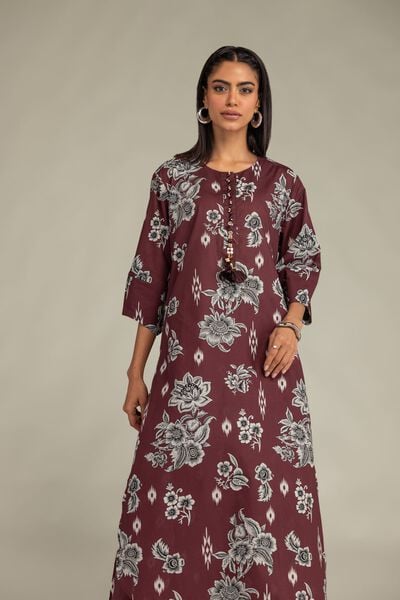 Printed | Cambric | Maroon Floral Kurta | GBP 30.00