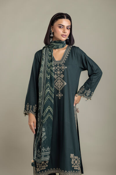 Embroidered | Raw Silk | 3-Piece Tailored Set | GBP 90.00