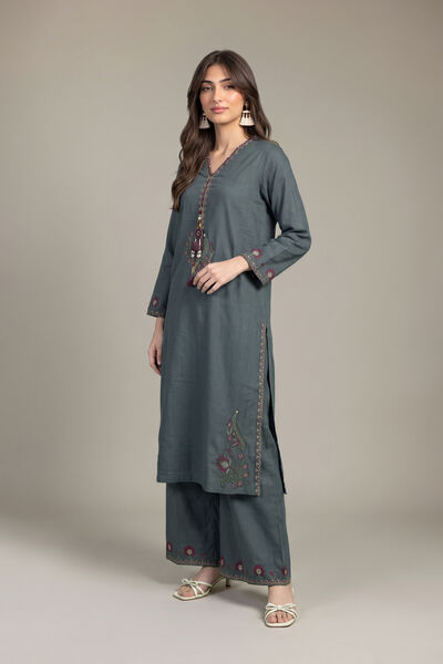 Embroidered | Heavy Textured Cotton | Pants | GBP 25.00