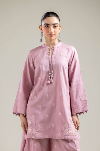 Embroidered |Cotton Dobby | Pink Cotton Kurta | GBP 30.00