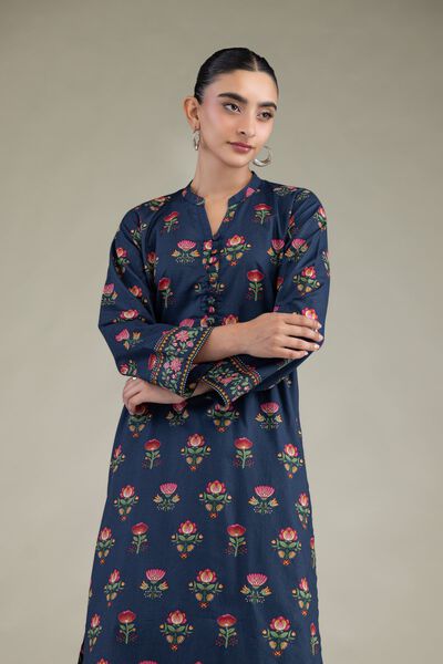 Printed | Cambric | Cambric Navy Kurta | GBP 30.00