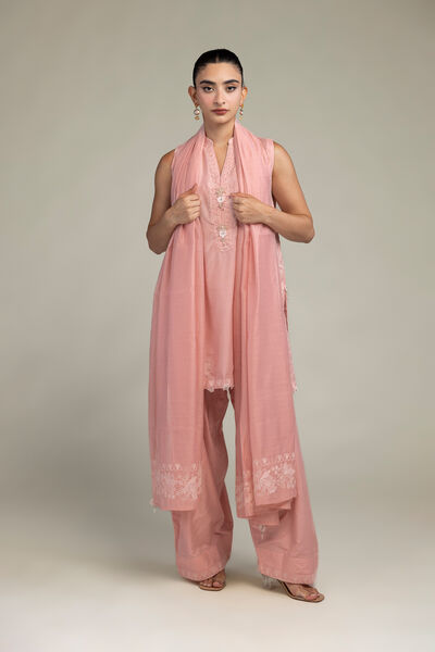 Cotton Net | Floral Pink Dupatta | GBP 30.00