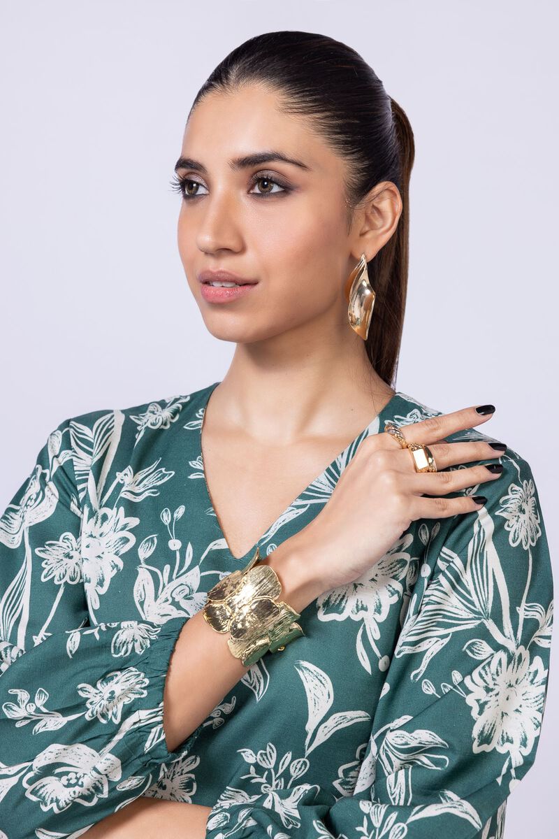Printed | Dull Raw Silk | Maxi Dress | null