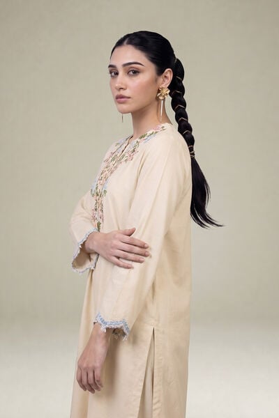 Embroidered | Raw Silk | Long Floral Kurta | GBP 50.00