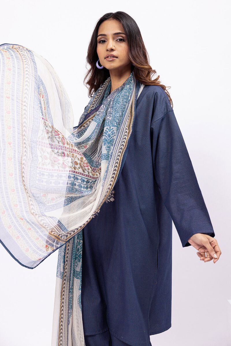 Embroidered | Yarn Dyed Slub | Fabrics 3 Piece | null