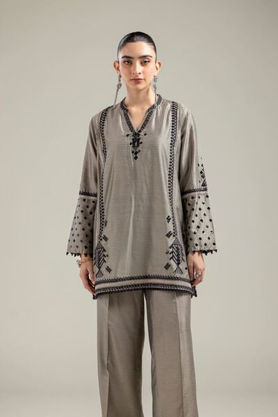 Raw Silk | Gray Silk Kurta | GBP 40.00