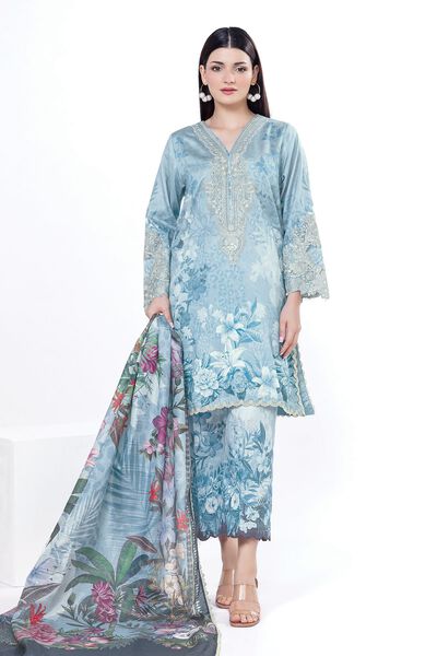 Embroidered | Cotton Satin | Tailored 3 Piece | GBP 37.50