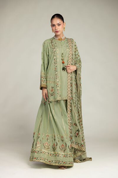 Embroidered | Raw Silk | 3 Piece Co-ord Set | GBP 130.00