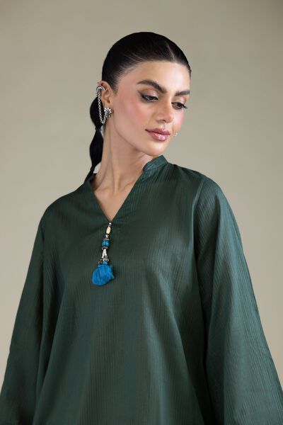 Dyed | Cotton Dobby | Solid V-Neck Kurta | GBP 30.00