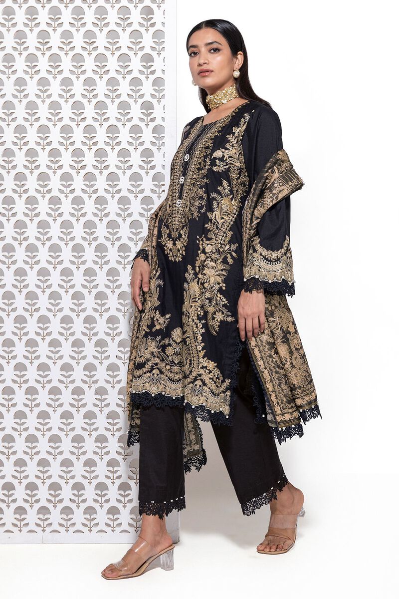 Embroidered | Dull Raw Silk | Tailored 3 Piece | null