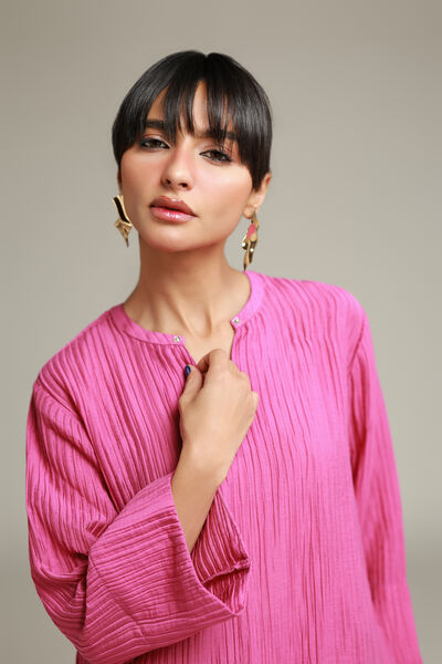 Dyed | Blended Crinkle | V-Neck Short Kurta | GBP 30.00