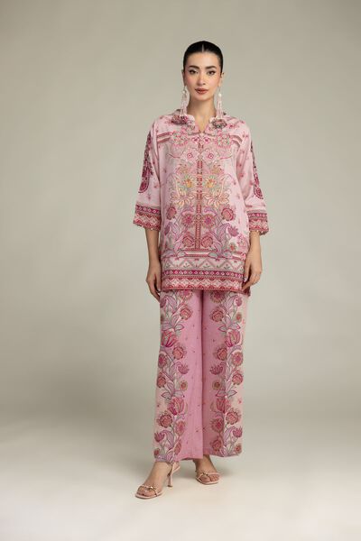 Embroidered | Raw Silk | Floral Pink Pants | GBP 35.00