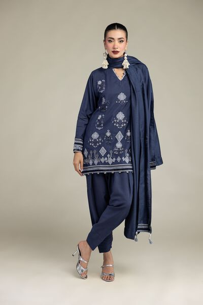 Embroidered | Raw Silk | Silk Navy Shalwar | GBP 25.00
