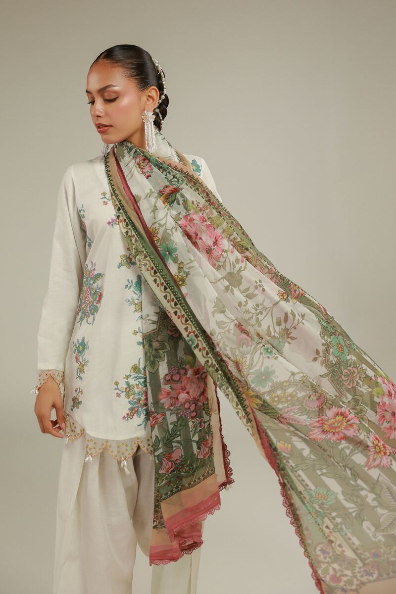 Embroidered | Chiffon | Summer Floral Dupatta | GBP 25.00