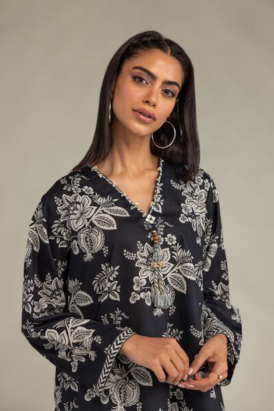 Printed | Cambric | Black Cambric Kurta | GBP 30.00