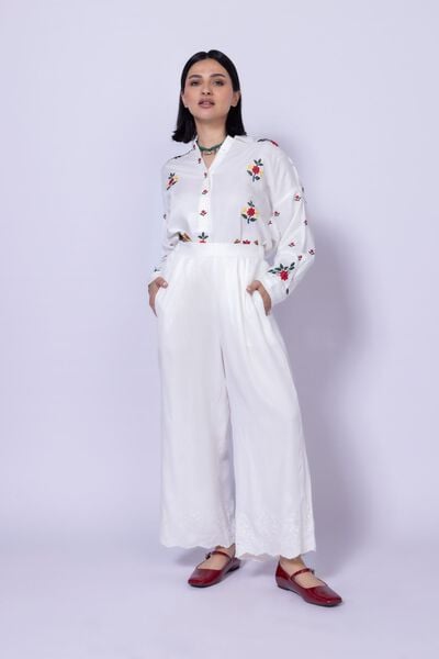 Embroidered | Viscose Crepe | Trousers | GBP 6.00
