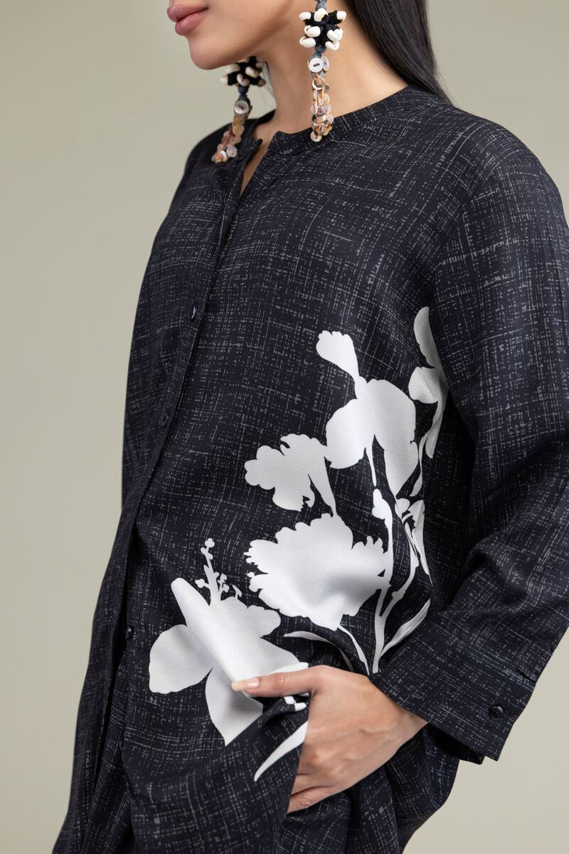 Printed | Viscose Crepe | Black Viscose Shirt | GBP 25.00