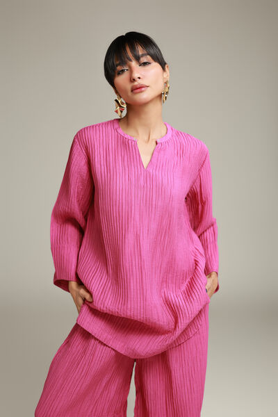 Dyed | Blended Crinkle | V-Neck Short Kurta | GBP 30.00