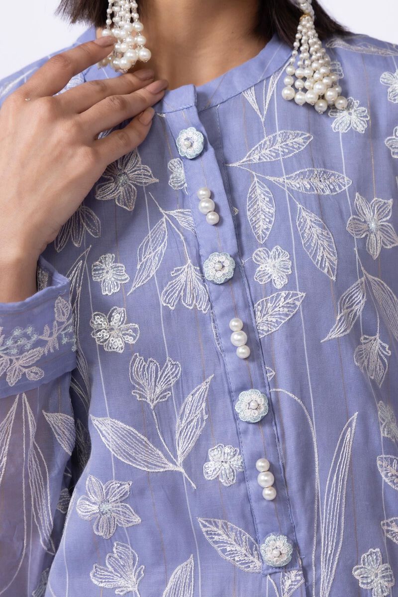 Embroidered | Cotton Zari Organza | Kurta | GBP 60.00