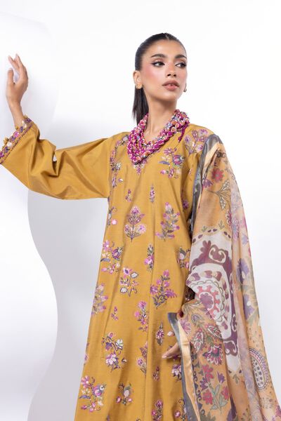 Embroidered | Dull Raw Silk | Fabrics 3 Piece | GBP 32.50