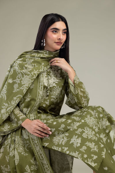 Embroidered | Lawn | Olive Floral Dupatta | GBP 25.00