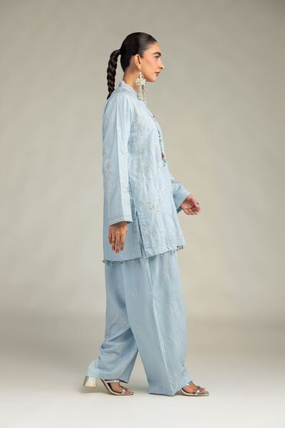 Embroidered | Raw Silk | Solid Blue Shalwar | GBP 35.00