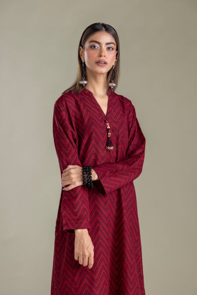 Printed | Light Khaddar | Maroon Khaddar Kurta | GBP 30.00