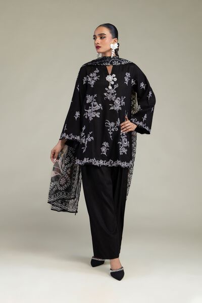 Embroidered | Raw Silk | Black Solid Shalwar | GBP 20.00