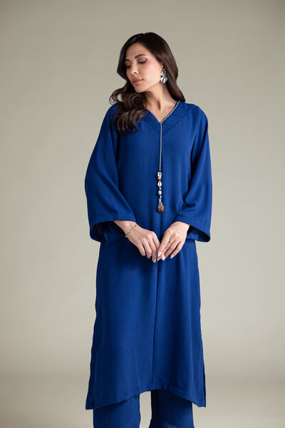Dyed | Textured Georgette | Blue Georgette Kurta | GBP 35.00