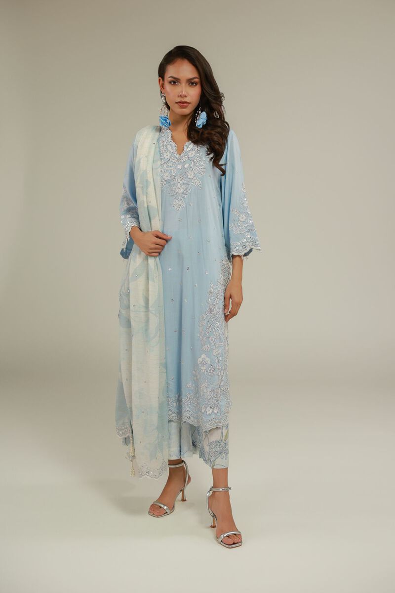 Embroidered | Raw Silk | Floral 3-piece Set | null