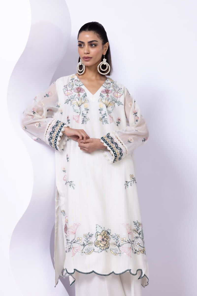 Embroidered | Cotton Zari Organza | Kurta | GBP 30.00