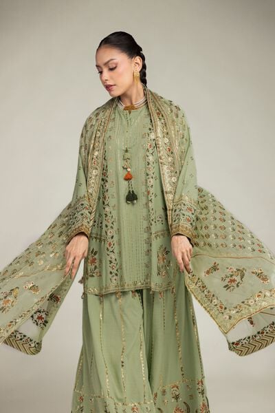 Embroidered | Raw Silk | 3 Piece Co-ord Set | GBP 130.00