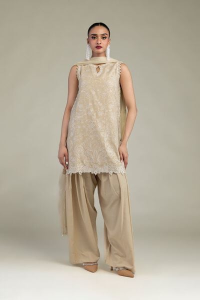 Embroidered | Raw Silk | Beige Solid Shalwar | GBP 30.00