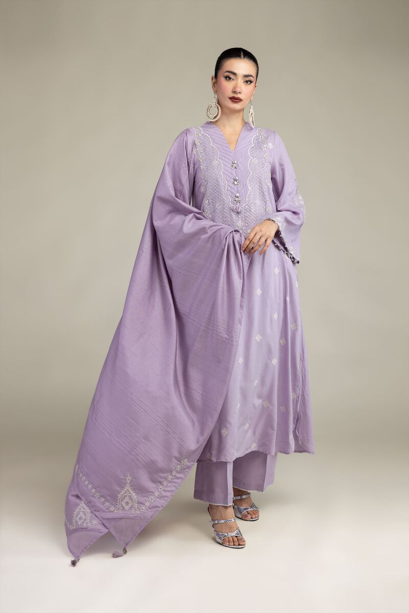 Embroidered | Polyester Silk | Silk Lavender Dupatta | GBP 35.00