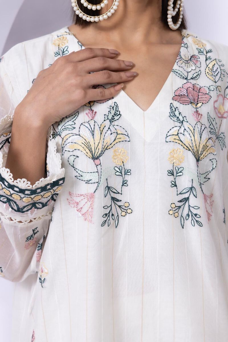 Embroidered | Cotton Zari Organza | Kurta | GBP 30.00