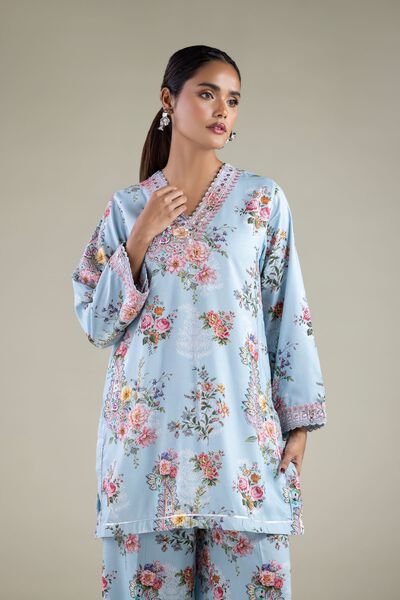 Embroidered | Viscose | Paisley V-Neck Kurta | GBP 25.00