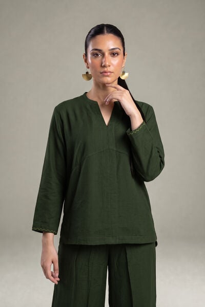 Dyed | Crepe | Short V-Neck Tunic | GBP 30.00