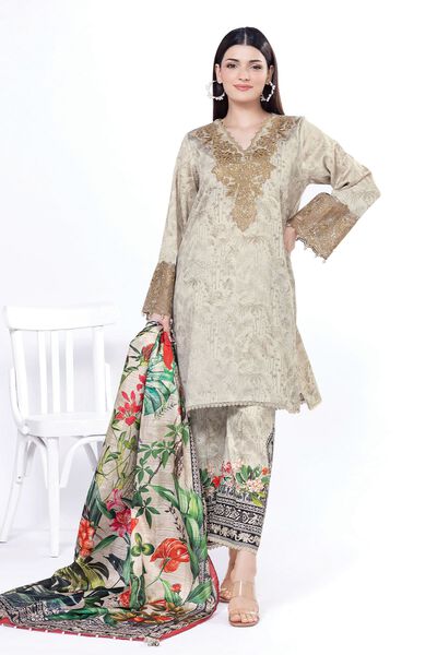 Embroidered | Cotton Satin | Tailored 3 Piece | GBP 37.50