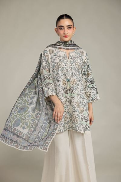 Embroidered | Raw Silk | Short Floral Kurta | GBP 45.00