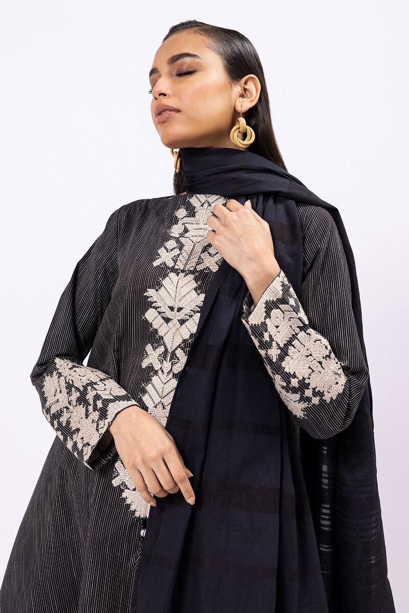 Embroidered | Yarn Dyed Slub | Fabrics 3 Piece | null