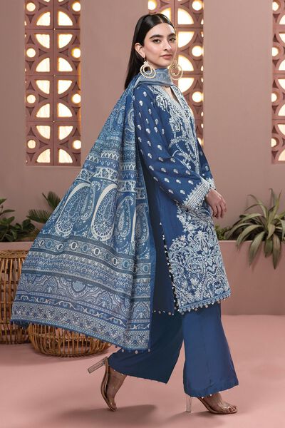 Dull Raw Silk | Embroidered | Fabrics 3 Piece | GBP 27.50