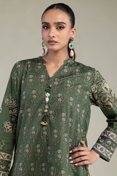 Printed | Cambric | Short Green Kurta | GBP 30.00