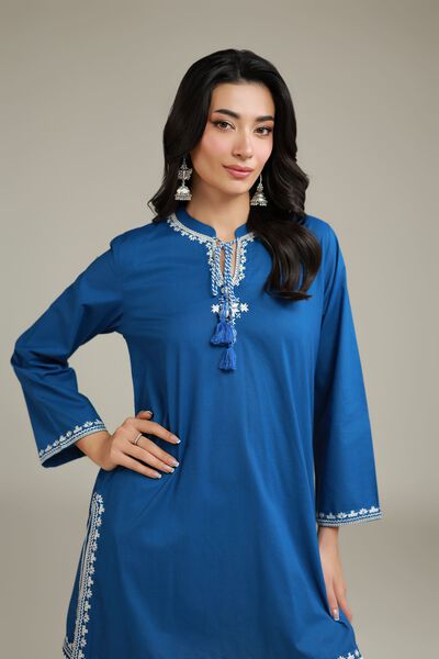 Embroidered | Cambric | Blue Cambric Kurta | GBP 25.00