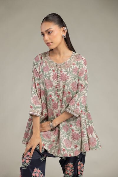 Embroidered | Cotton Viscose | Floral Cotton Kurta | GBP 40.00