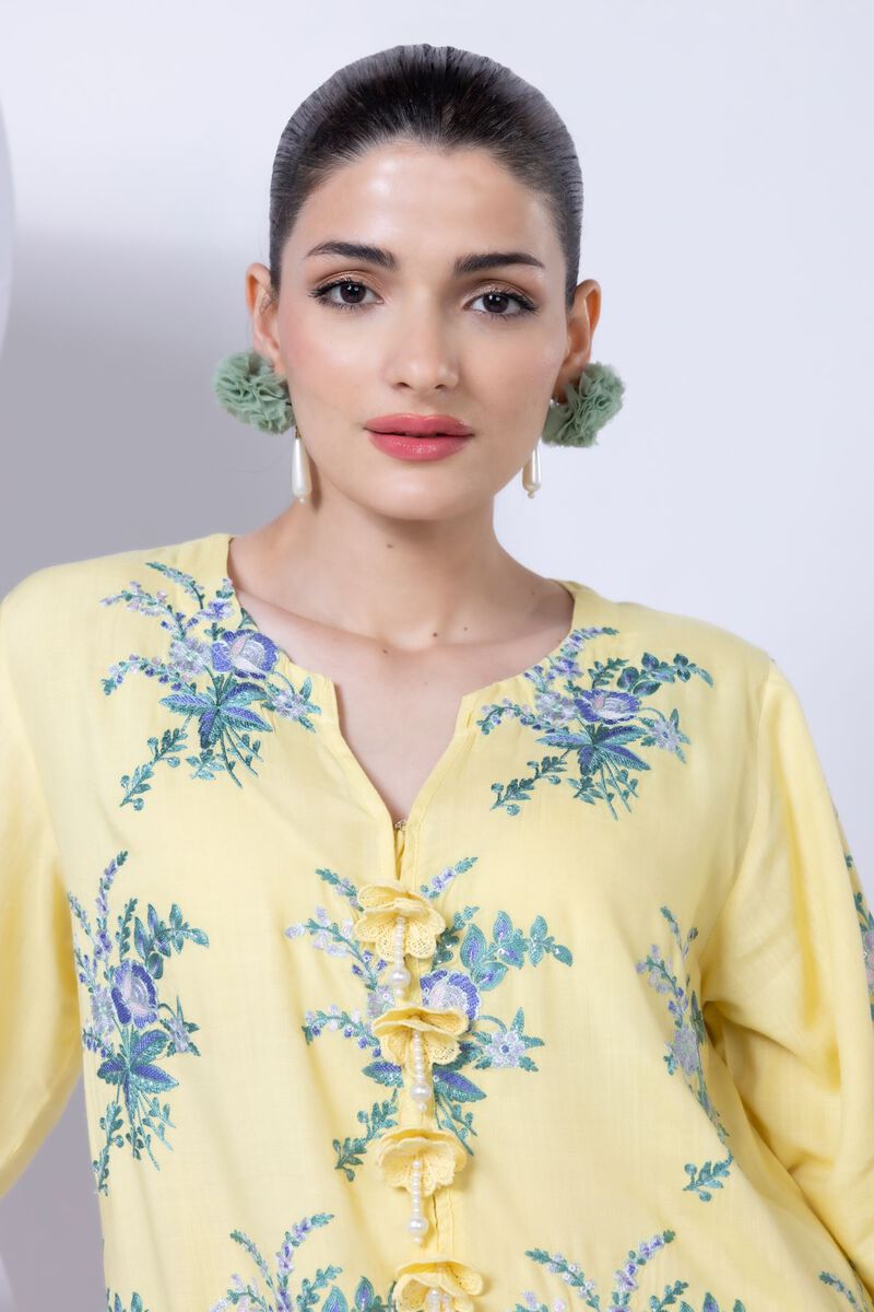 Embroidered | Crosshatch Raw Silk | Kurta | GBP 50.00