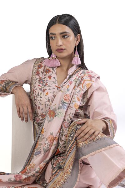 Printed | Slub Lawn | Tailored 3 Piece | GBP 22.50