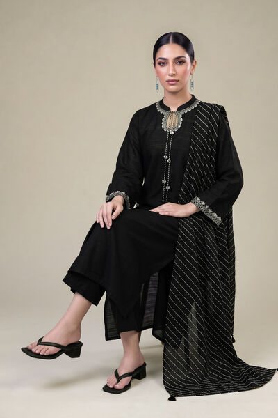 Embroidered | Light Khaddar | Black Khaddar Dupatta | GBP 30.00