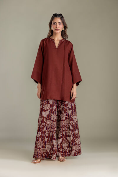 Printed | Light Khaddar | Maroon Printed Pants | GBP 25.00