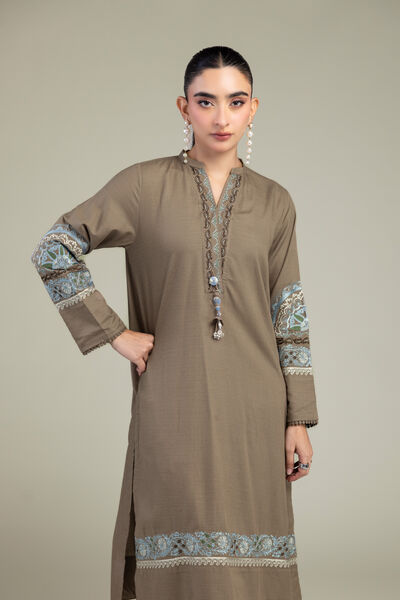 Embroidered | Raw Silk | Brown Silk Kurta | GBP 45.00